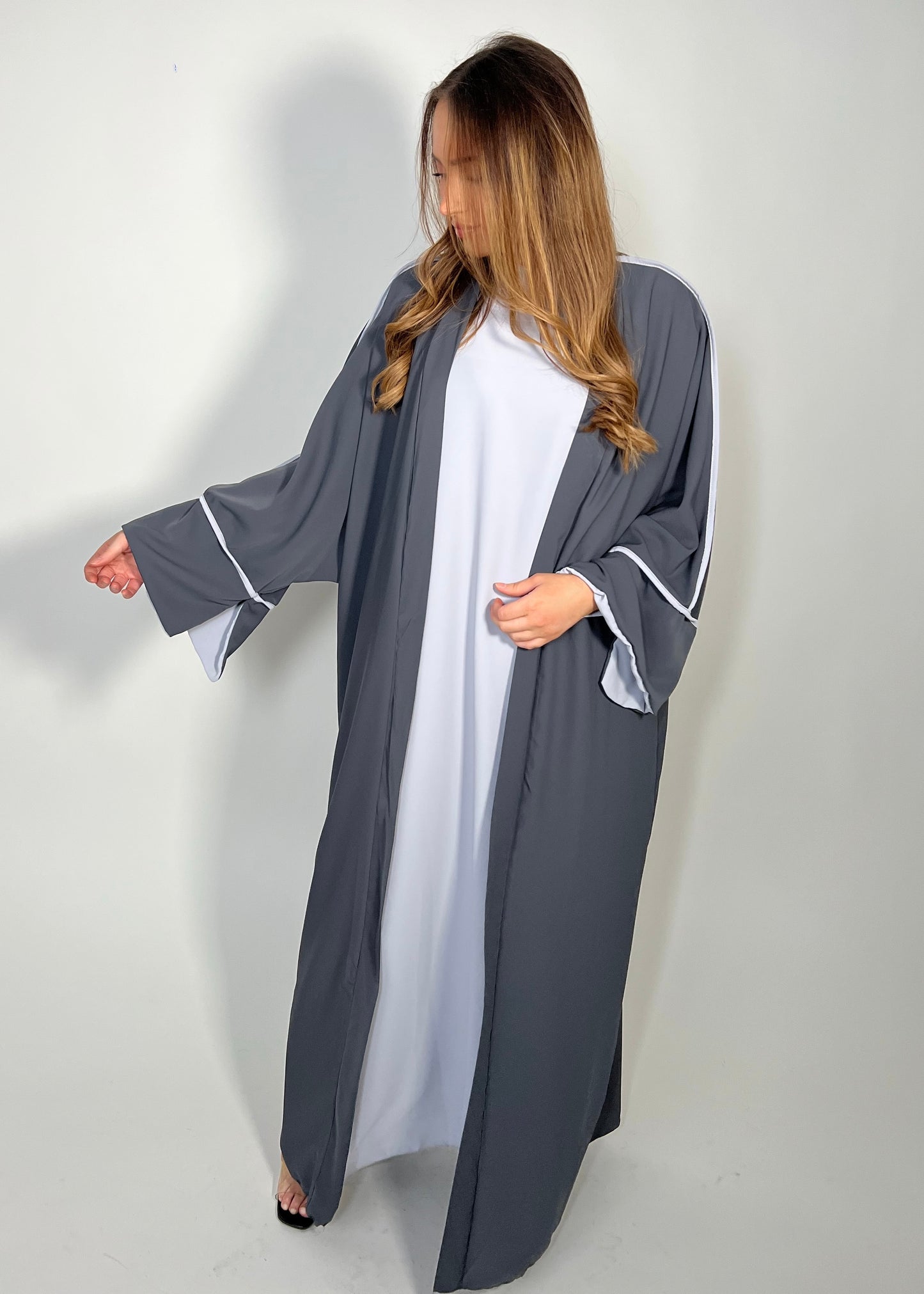 Two-Piece Silk Panelling Abaya