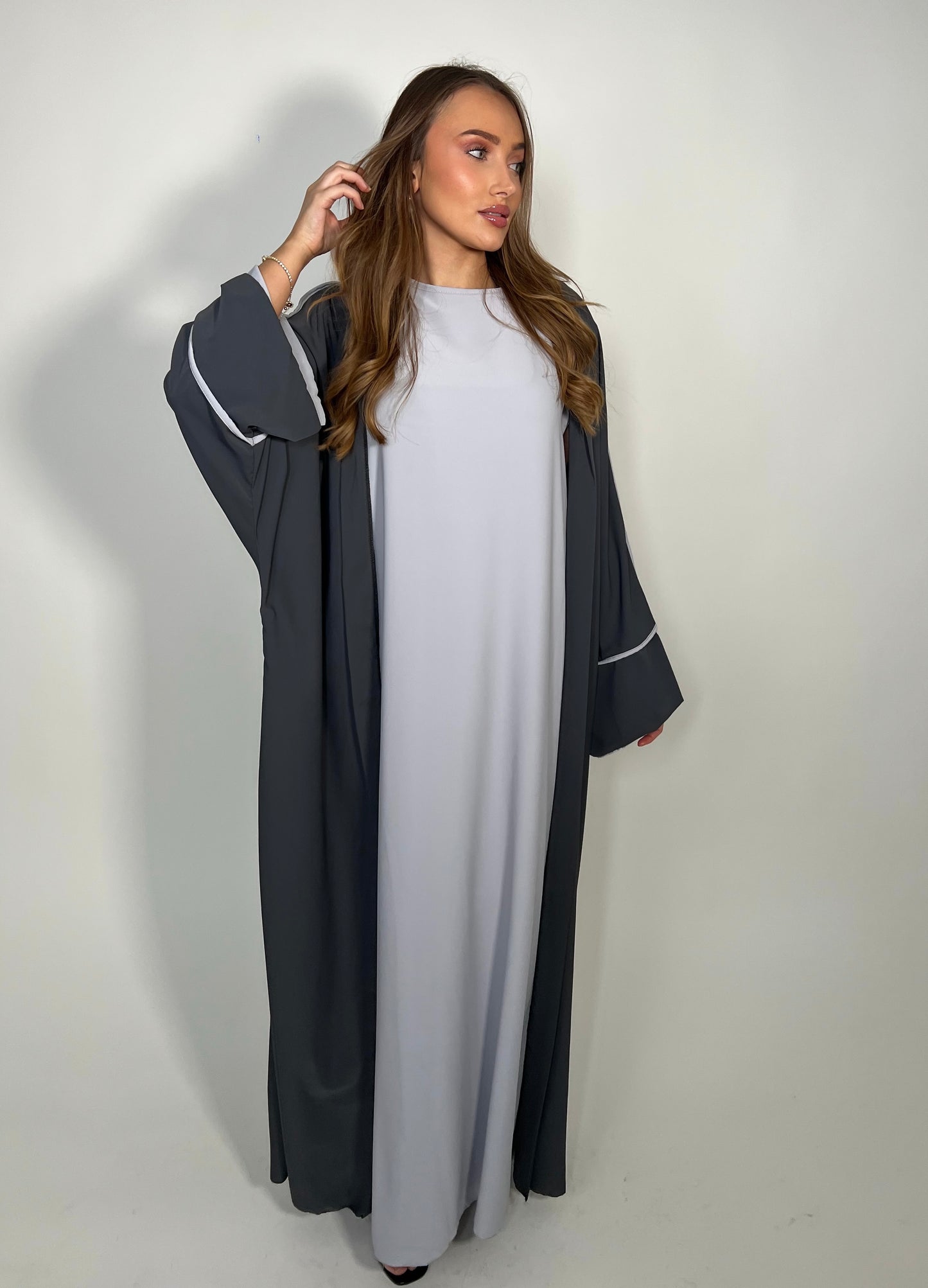 Two-Piece Silk Panelling Abaya