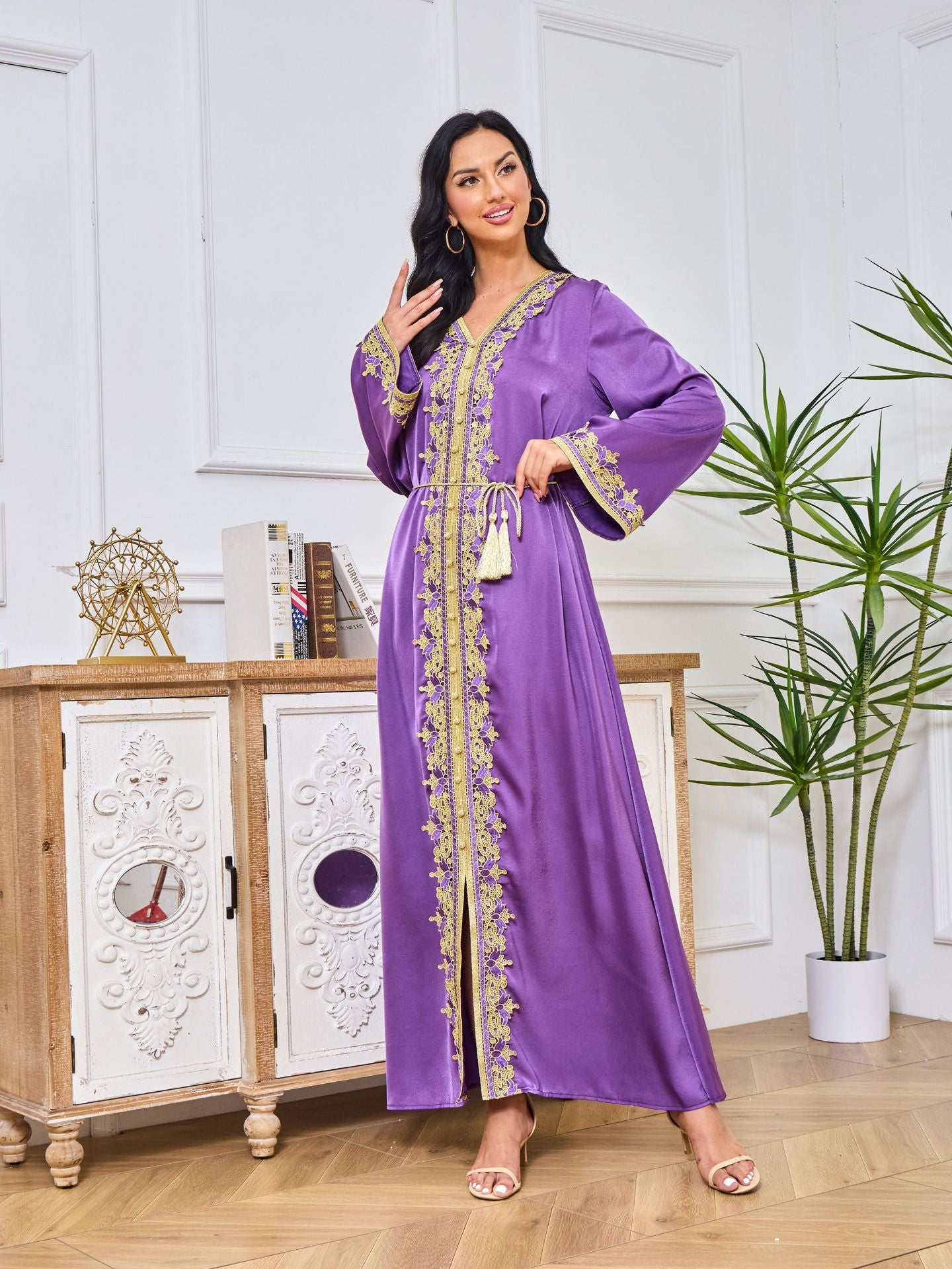 Mira Abaya: Purple & Gold Stylish Occasion Abaya