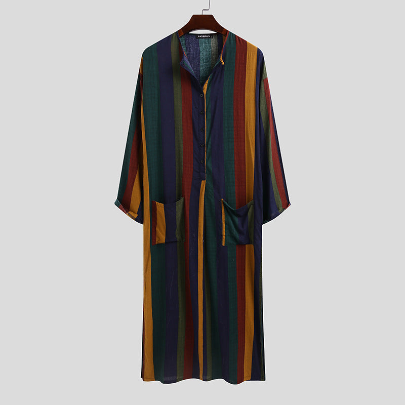 Colourful Striped Printed Muslim Men's Thobe