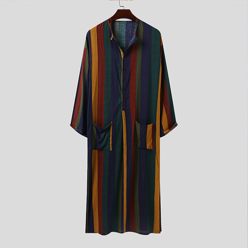 Colourful Striped Printed Muslim Men's Thobe