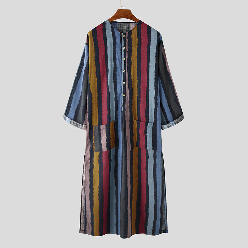 Colourful Striped Printed Muslim Men's Thobe