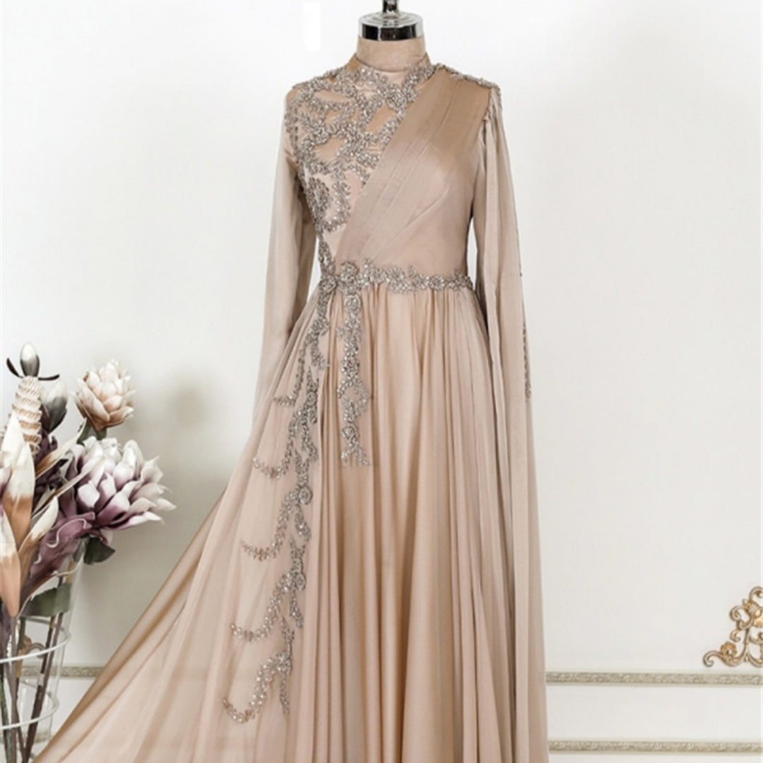 Noor Abaya: Champagne Muslim Evening Dress Formal Party