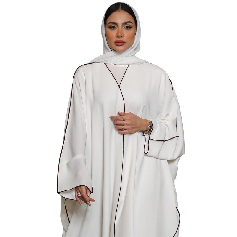 Inaya Abaya: Women's White Elegant Patchwork Women's Abaya Robe