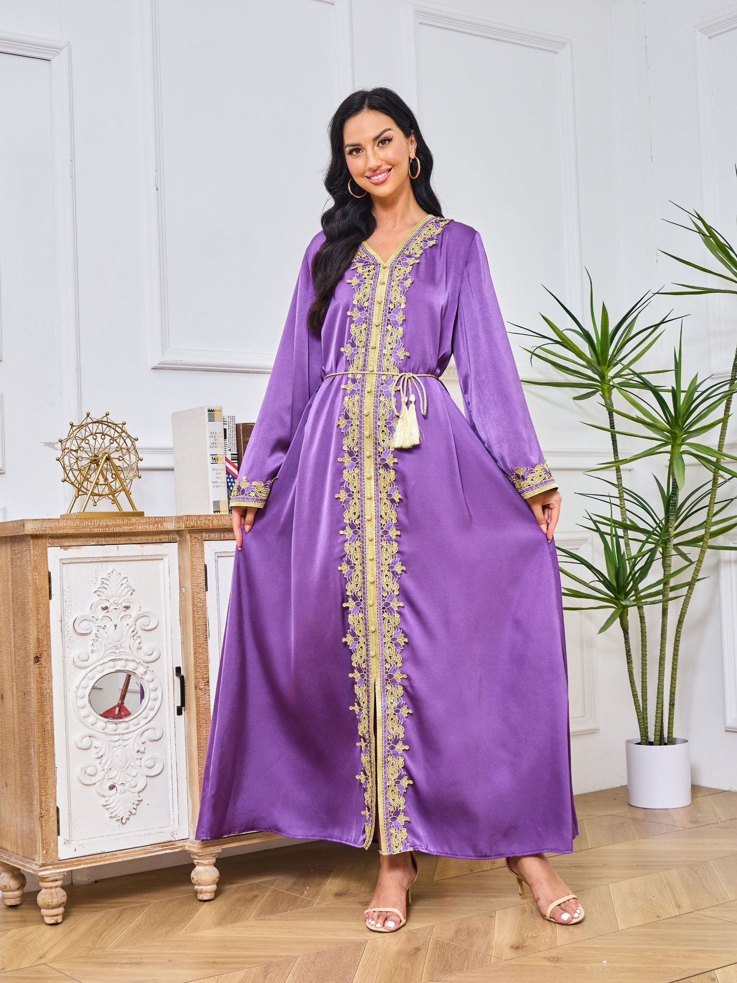 Mira Abaya: Purple & Gold Stylish Occasion Abaya