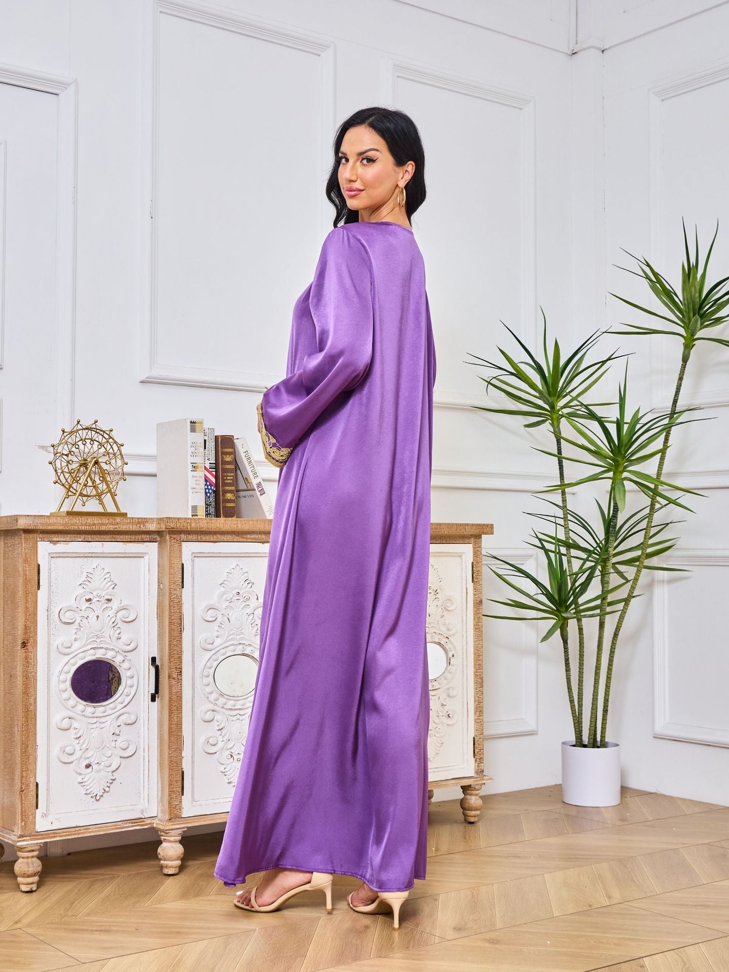 Mira Abaya: Purple & Gold Stylish Occasion Abaya