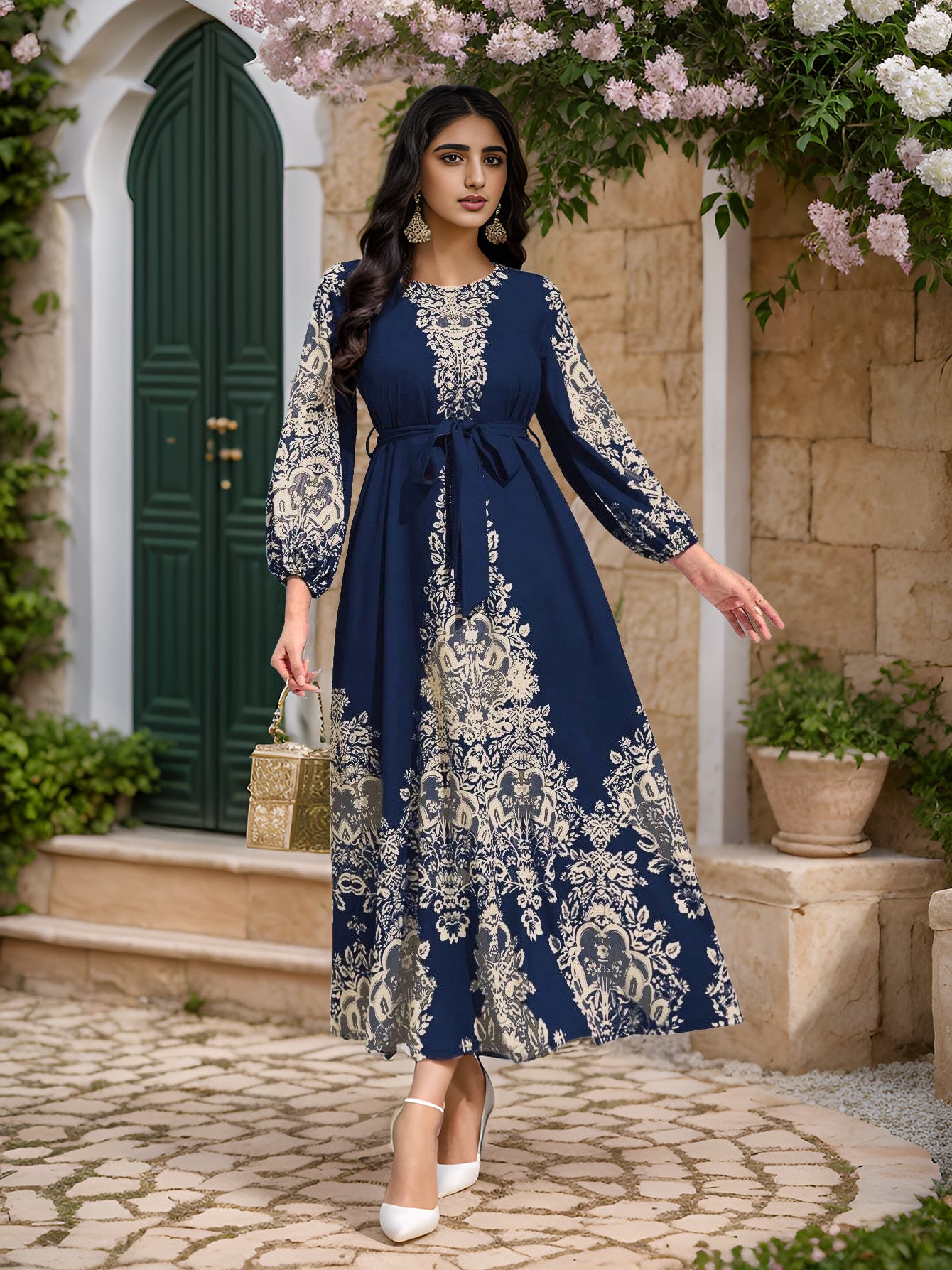 Hiba Dress: Middle Eastern Muslim Printed Dress