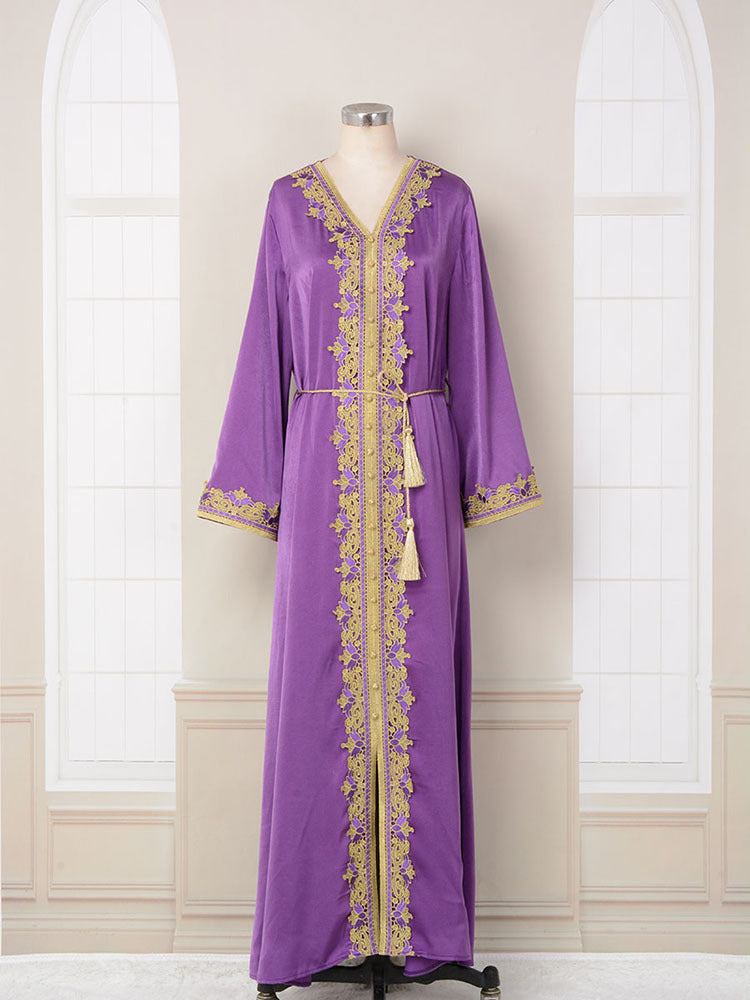 Mira Abaya: Purple & Gold Stylish Occasion Abaya