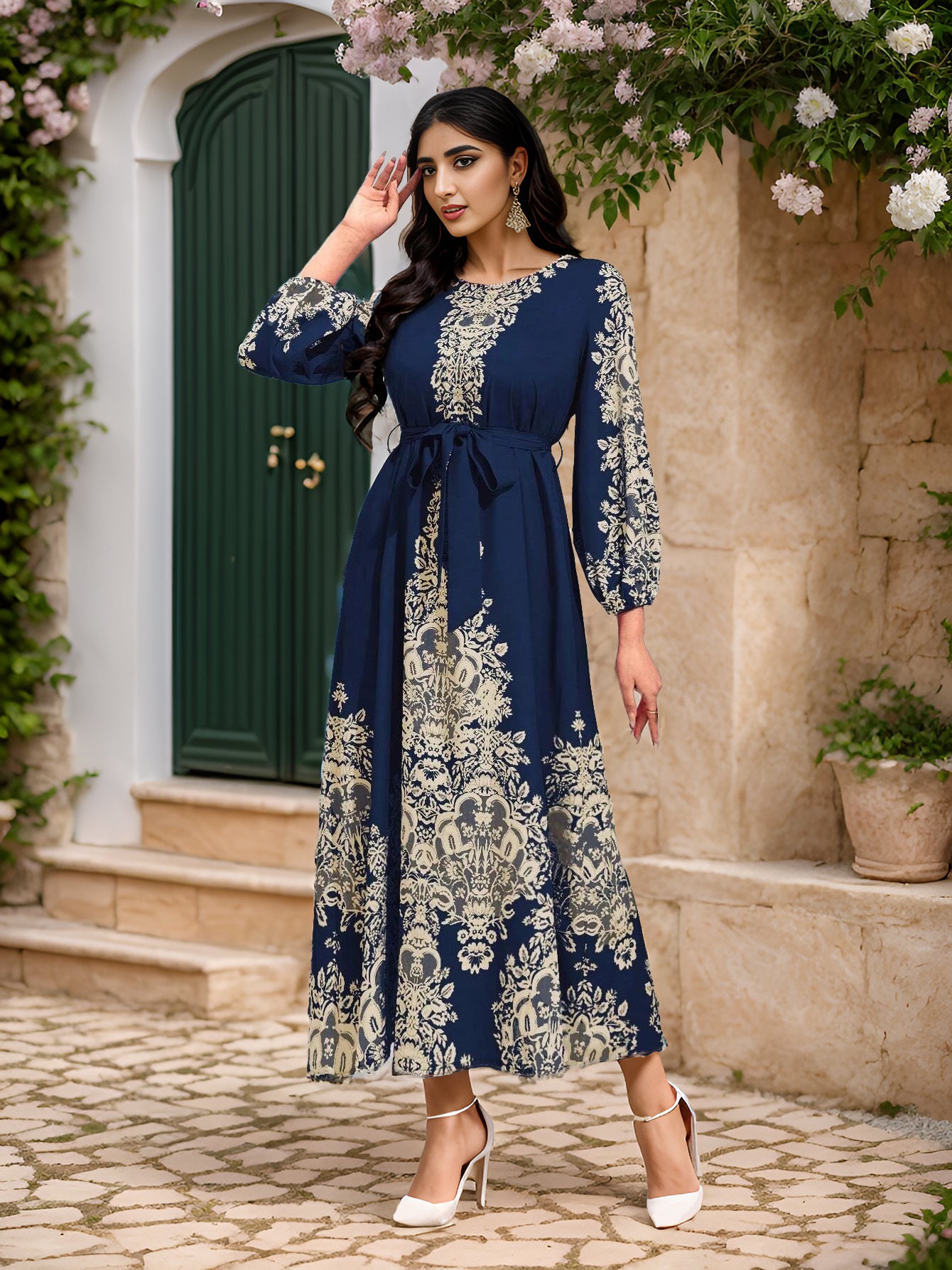 Hiba Dress: Middle Eastern Muslim Printed Dress