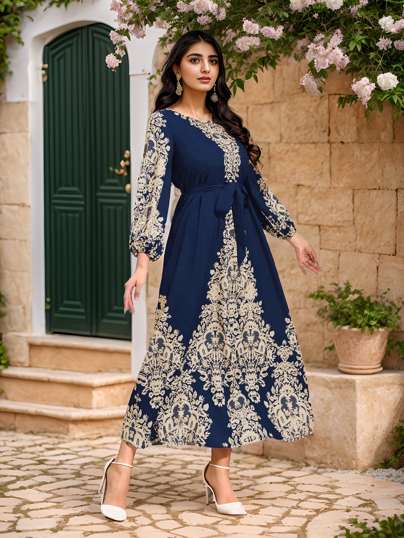 Hiba Dress: Middle Eastern Muslim Printed Dress