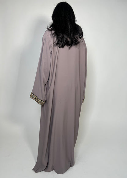 Luxury Silk Sequin Detailing Two Piece Open Abaya