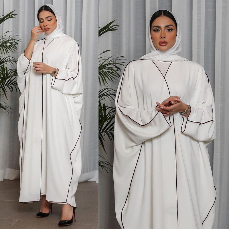 Inaya Abaya: Women's White Elegant Patchwork Women's Abaya Robe