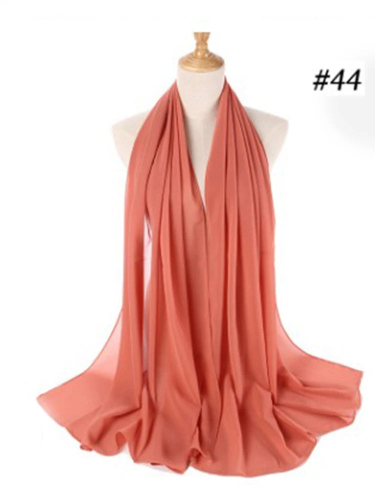 Plain Color Chiffon Scarf Hijab Headband Female Islamic 61 Head Cover Wrap for Women Muslim Jersey Hijabs Hair Scarves Headscarf-66