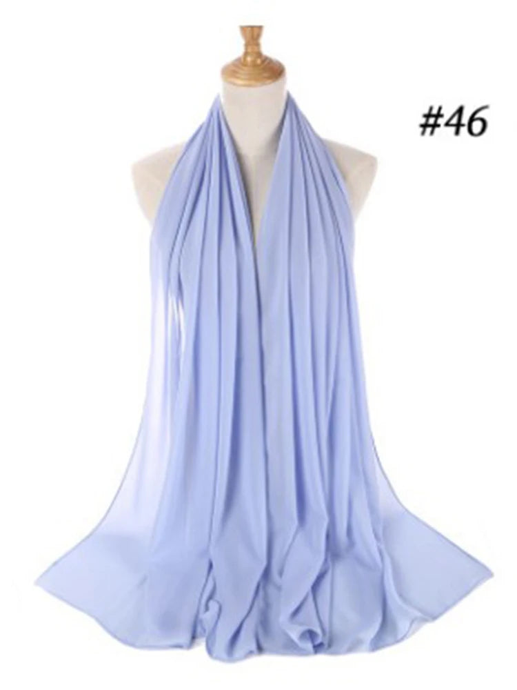 Plain Color Chiffon Scarf Hijab Headband Female Islamic 61 Head Cover Wrap for Women Muslim Jersey Hijabs Hair Scarves Headscarf-60