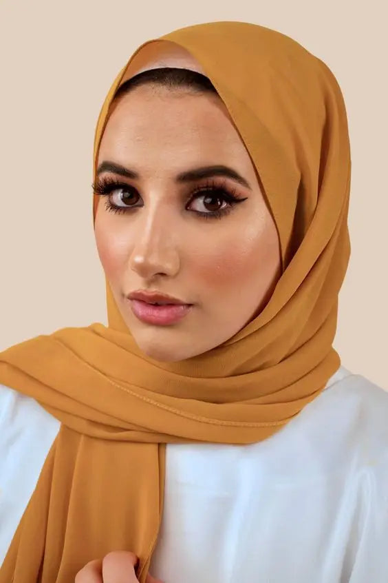 Plain Color Chiffon Scarf Hijab Headband Female Islamic 61 Head Cover Wrap for Women Muslim Jersey Hijabs Hair Scarves Headscarf-1