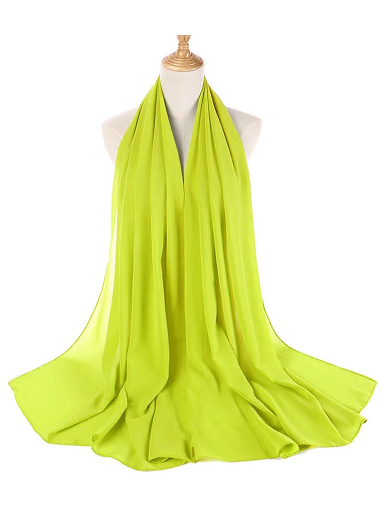 Plain Color Chiffon Scarf Hijab Headband Female Islamic 61 Head Cover Wrap for Women Muslim Jersey Hijabs Hair Scarves Headscarf-42