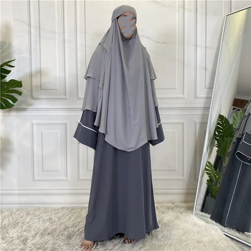 New Hijab Cap Muslim Abayas For Women Arabic Prayer Islamic 3 Layers Shawls Full Cover Head Wrap For Women Winter Khimar-5