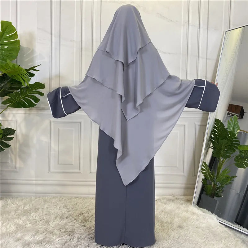 New Hijab Cap Muslim Abayas For Women Arabic Prayer Islamic 3 Layers Shawls Full Cover Head Wrap For Women Winter Khimar-9