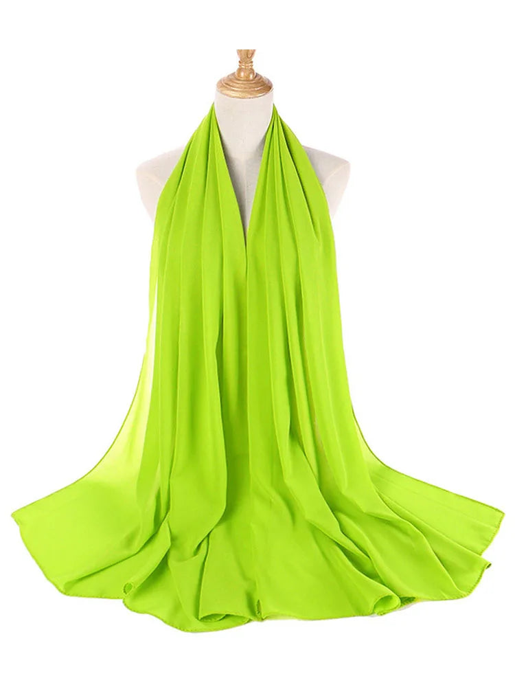 Plain Color Chiffon Scarf Hijab Headband Female Islamic 61 Head Cover Wrap for Women Muslim Jersey Hijabs Hair Scarves Headscarf-45