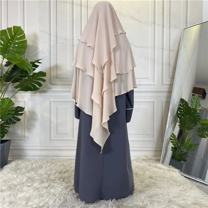 New Hijab Cap Muslim Abayas For Women Arabic Prayer Islamic 3 Layers Shawls Full Cover Head Wrap For Women Winter Khimar-10