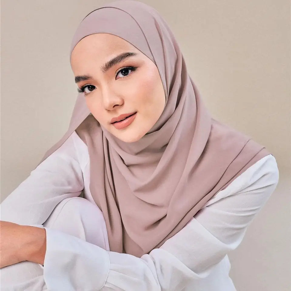 Heavy Chiffon Hijab Premium Head Scarf for Women solid color Shawl Long size Scarf headband muslim hijabs-0