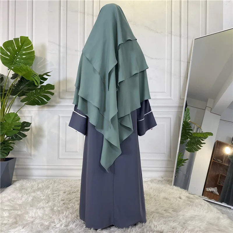 New Hijab Cap Muslim Abayas For Women Arabic Prayer Islamic 3 Layers Shawls Full Cover Head Wrap For Women Winter Khimar-17