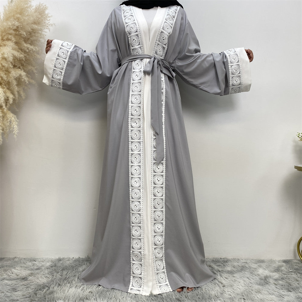 Sofiana Abaya: Women's Fashion Patchwork Lace Muslim Robe