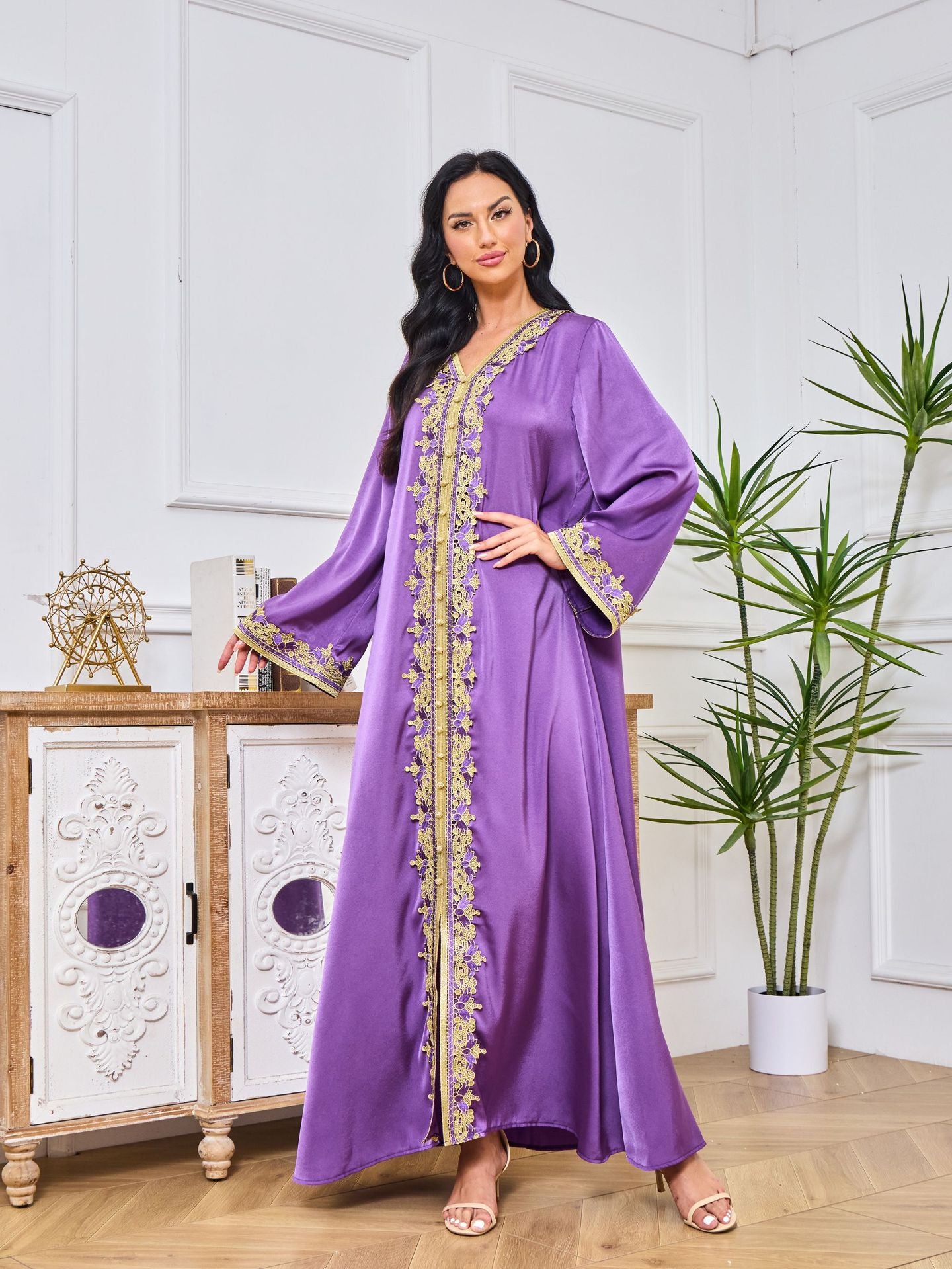 Mira Abaya: Purple & Gold Stylish Occasion Abaya