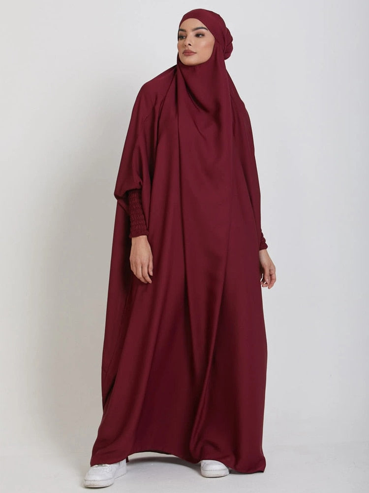 Safia Jilbab: Muslim Women Jilbab One-piece Prayer Dress Hooded Abaya