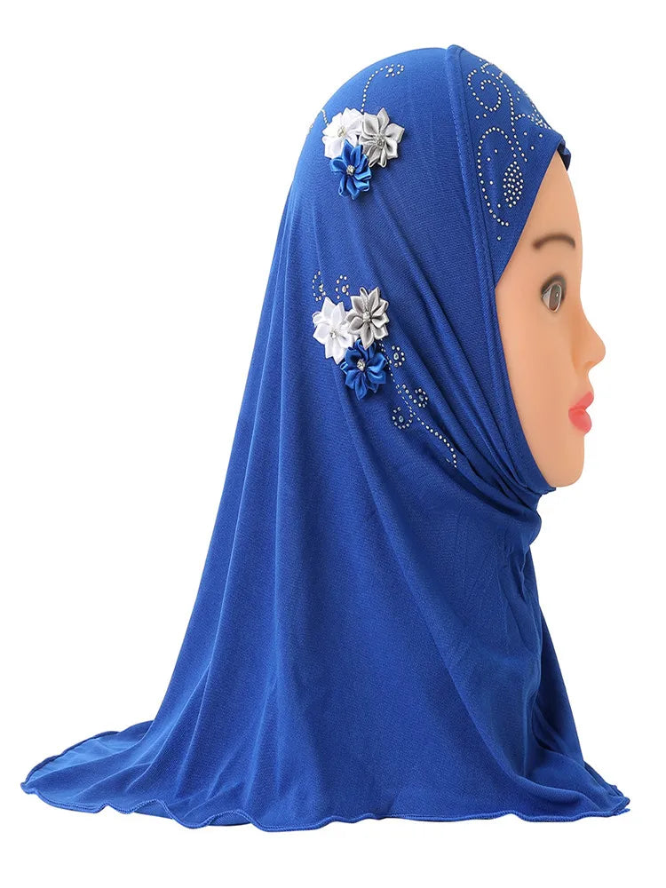 Muslim Girls Kids Hijab Islamic Scarf Shawls No Decoration Soft and Stretch Material for 2 to 7 years old Girls Wholesale 50cm-3