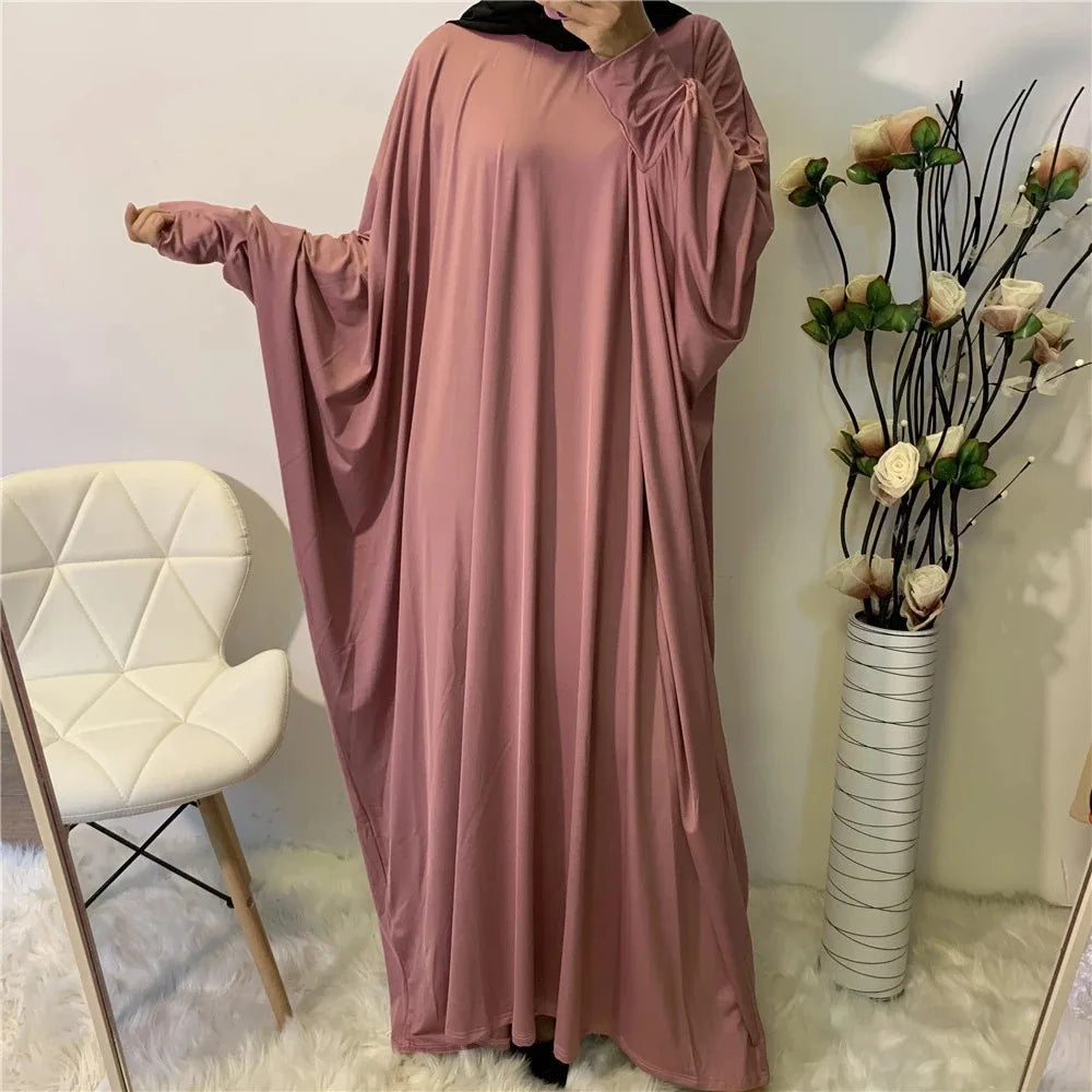 Plus Size Middle East Pure Satin Robe abaya dubai Elastic Wear Islamic Muslim Clothing Jilbab Prayer abaya Dress salwar kameez-10