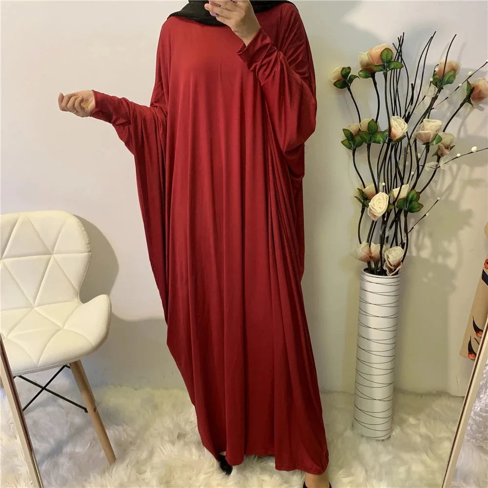 Plus Size Middle East Pure Satin Robe abaya dubai Elastic Wear Islamic Muslim Clothing Jilbab Prayer abaya Dress salwar kameez-1