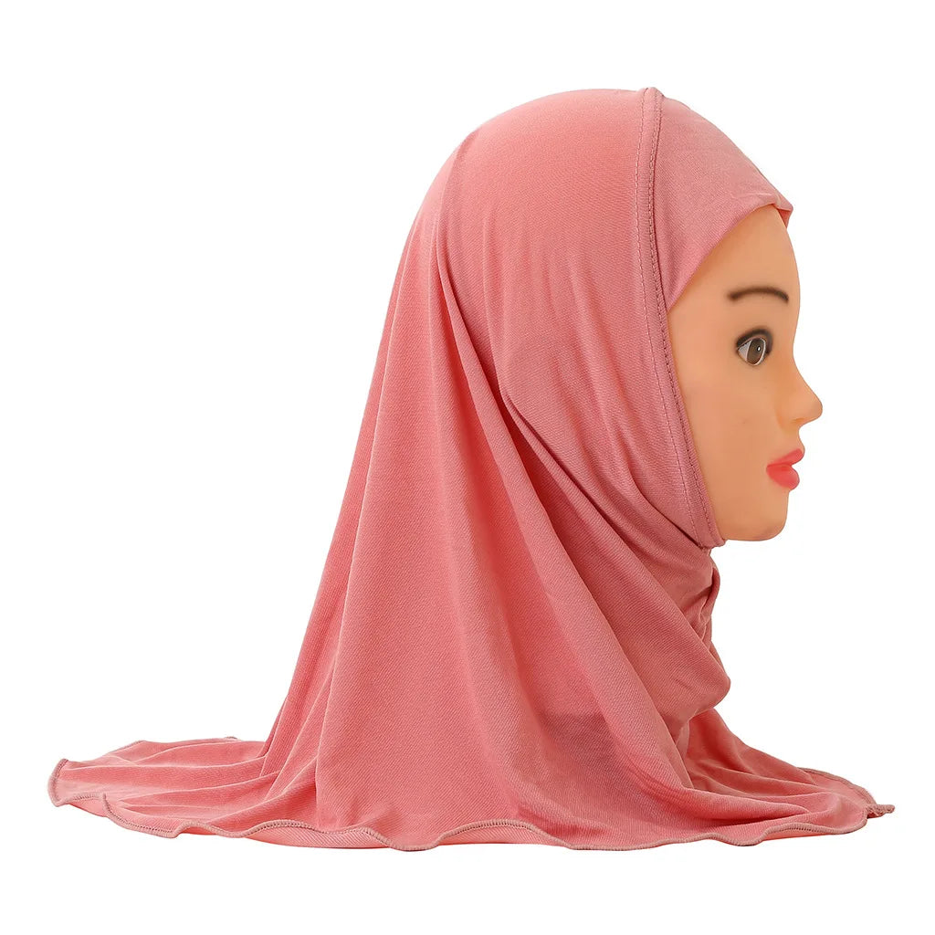 Muslim Girls Kids Hijab Islamic Scarf Shawls No Decoration Soft and Stretch Material for 2 to 7 years old Girls Wholesale 50cm-8