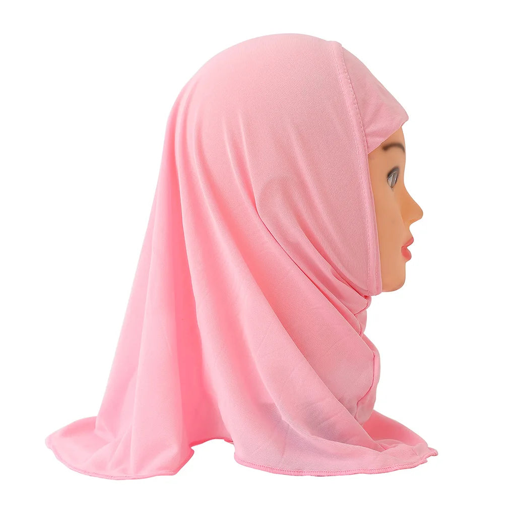 Muslim Girls Kids Hijab Islamic Scarf Shawls No Decoration Soft and Stretch Material for 2 to 7 years old Girls Wholesale 50cm-13