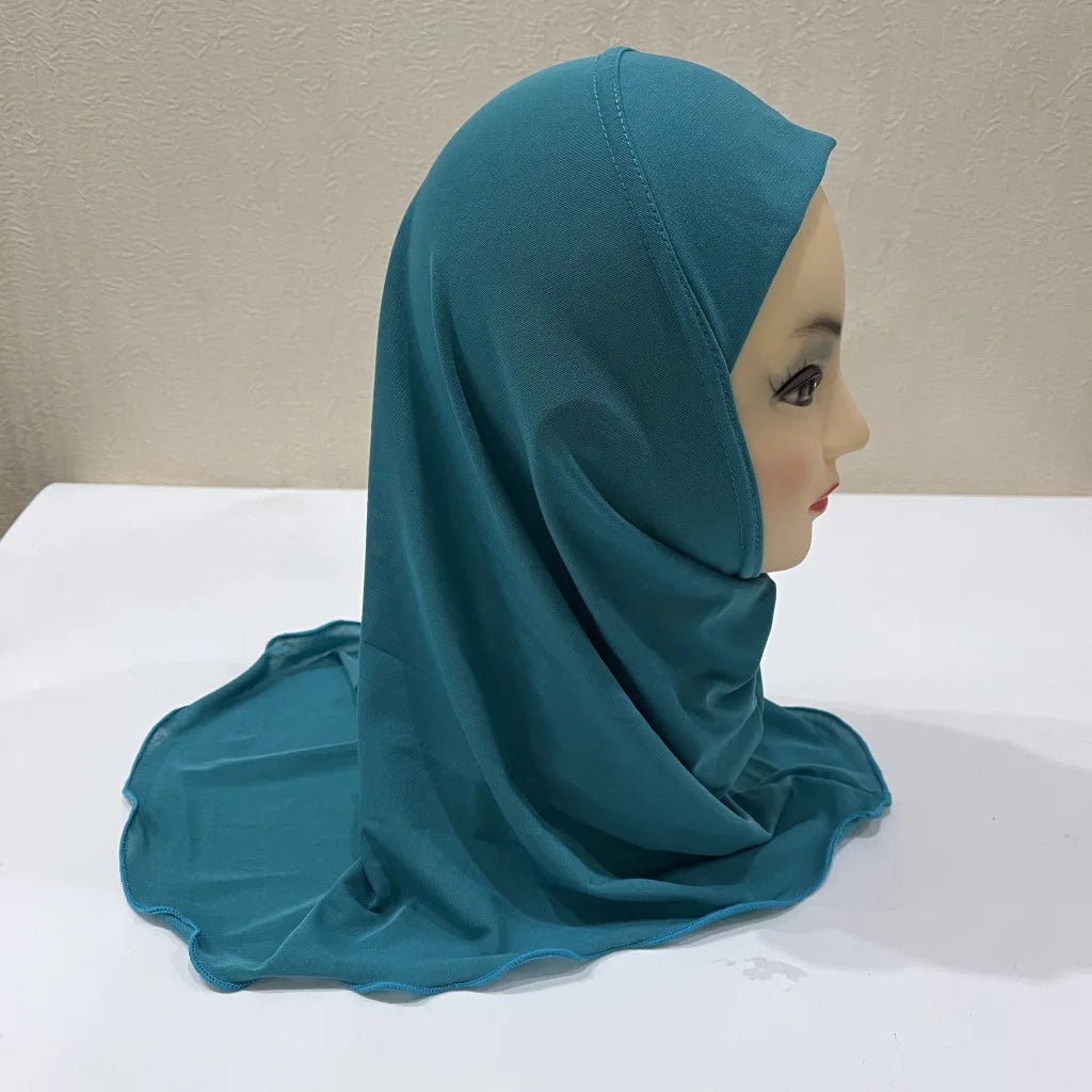 Muslim Girls Kids Hijab Islamic Scarf Shawls No Decoration Soft and Stretch Material for 2 to 7 years old Girls Wholesale 50cm-16