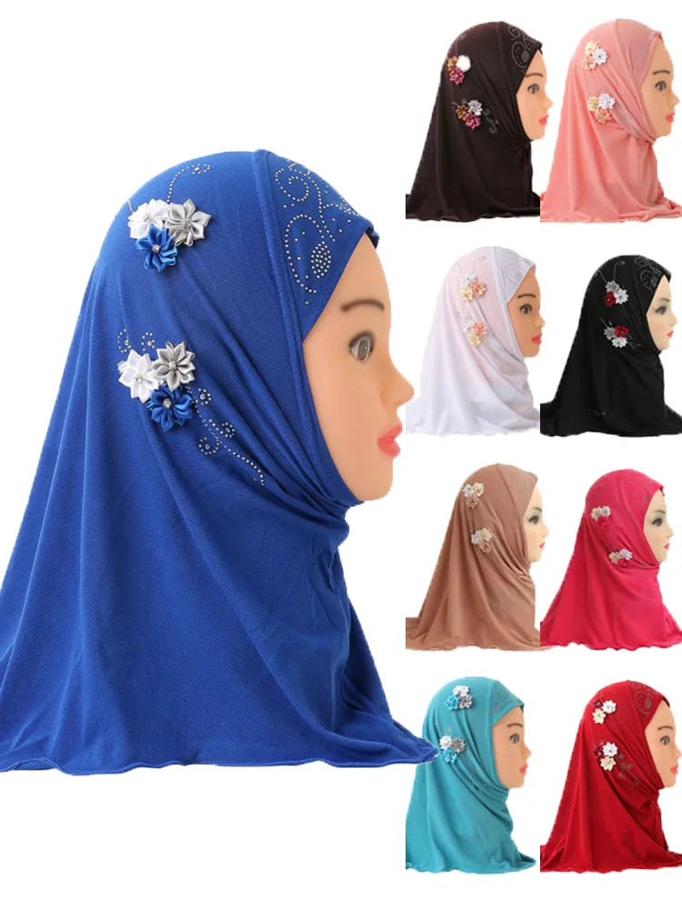 Muslim Girls Kids Hijab Islamic Scarf Shawls No Decoration Soft and Stretch Material for 2 to 7 years old Girls Wholesale 50cm-5