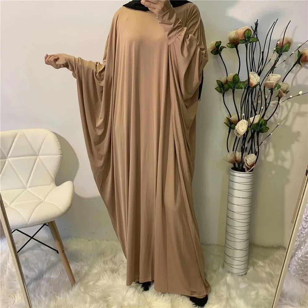 Plus Size Middle East Pure Satin Robe abaya dubai Elastic Wear Islamic Muslim Clothing Jilbab Prayer abaya Dress salwar kameez-2