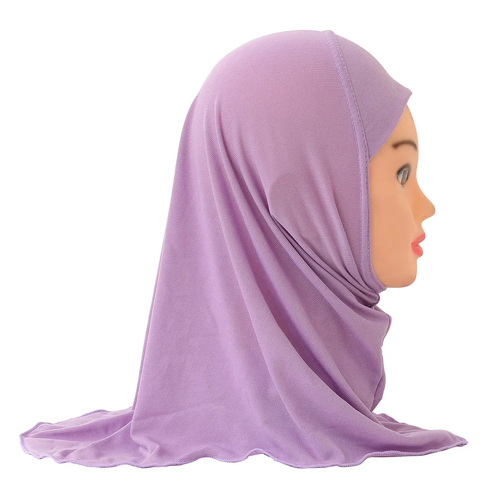 Muslim Girls Kids Hijab Islamic Scarf Shawls No Decoration Soft and Stretch Material for 2 to 7 years old Girls Wholesale 50cm-15