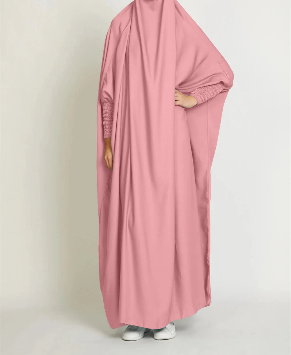 Dec New Arrival One Piece Full Length Jilbab Prayer Abaya High Quality Shinny Polyester Dresses with Hijab For Muslim Women-15