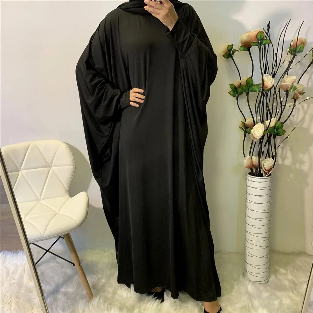 Plus Size Middle East Pure Satin Robe abaya dubai Elastic Wear Islamic Muslim Clothing Jilbab Prayer abaya Dress salwar kameez-11