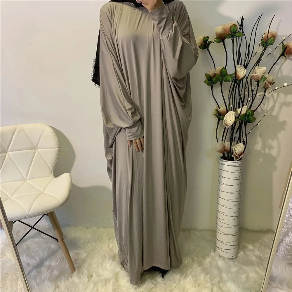 Plus Size Middle East Pure Satin Robe abaya dubai Elastic Wear Islamic Muslim Clothing Jilbab Prayer abaya Dress salwar kameez-4