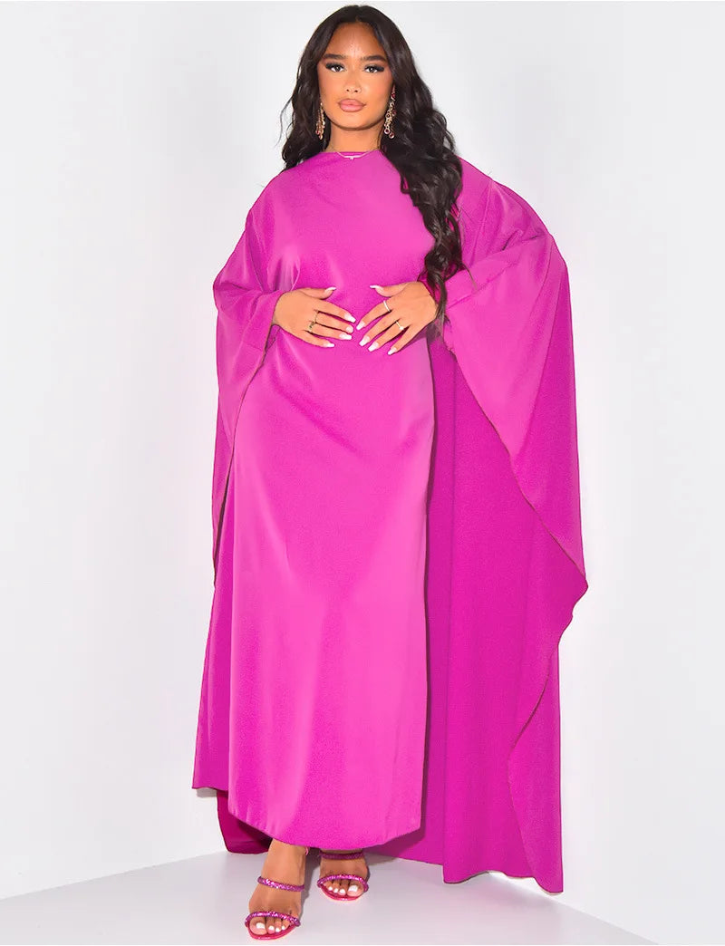 Fall 2023 Muslim Women Vintage Fashion Clock Long Sleeve Loose Robe Ladies Casual Party Evening Chiffon Long Maxi Dress-9