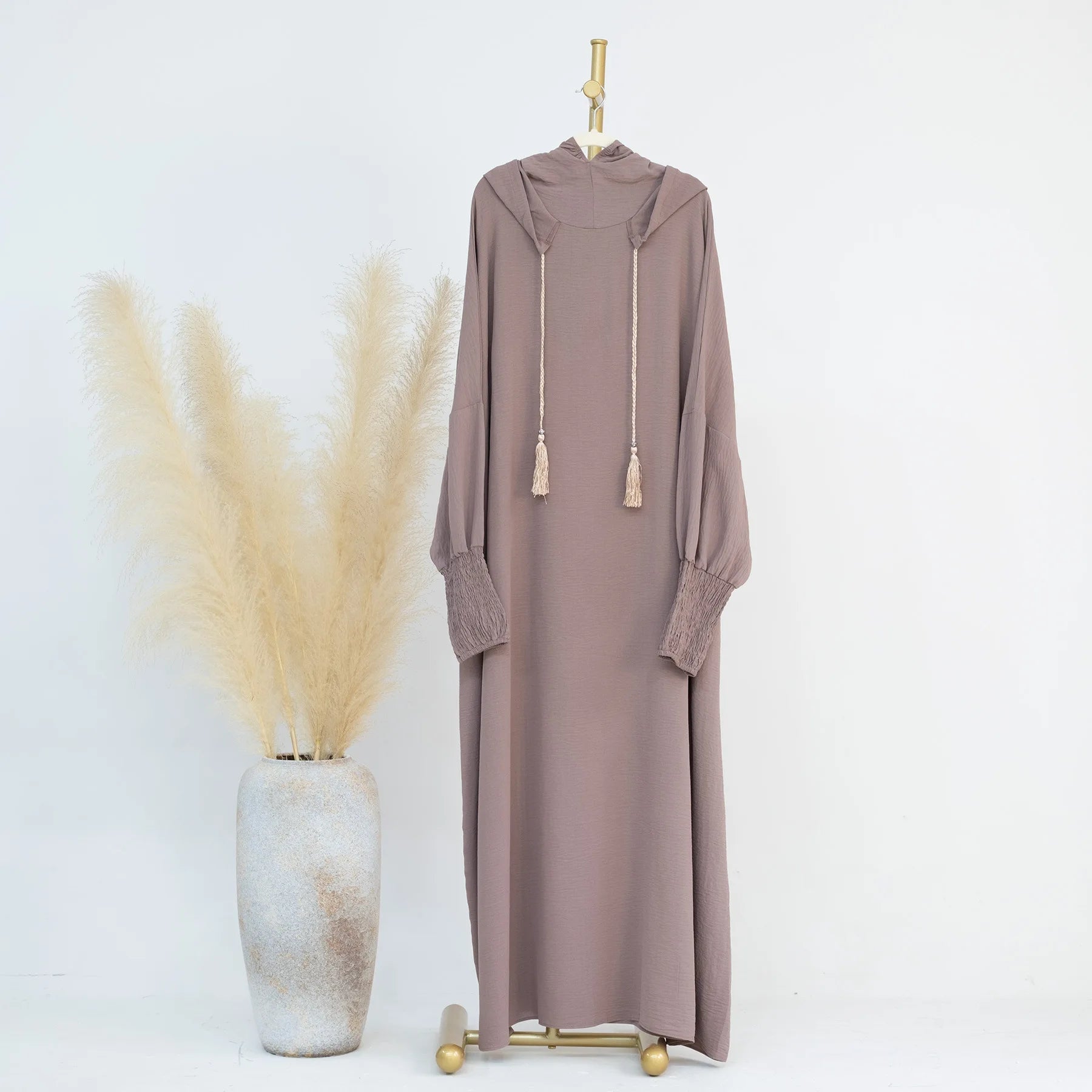 464 Wholesale Islamic Clothing Long Prayer Dress Plain Attached Hooded Khimar Hijab Jiilbab Abaya Women Muslim Prayer Dress-10