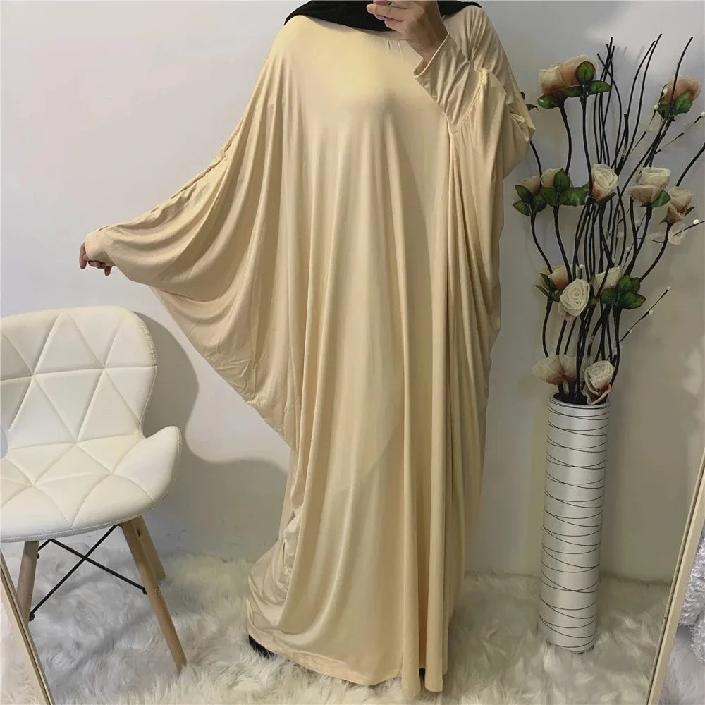 Plus Size Middle East Pure Satin Robe abaya dubai Elastic Wear Islamic Muslim Clothing Jilbab Prayer abaya Dress salwar kameez-8