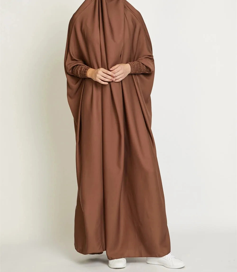 Dec New Arrival One Piece Full Length Jilbab Prayer Abaya High Quality Shinny Polyester Dresses with Hijab For Muslim Women-8