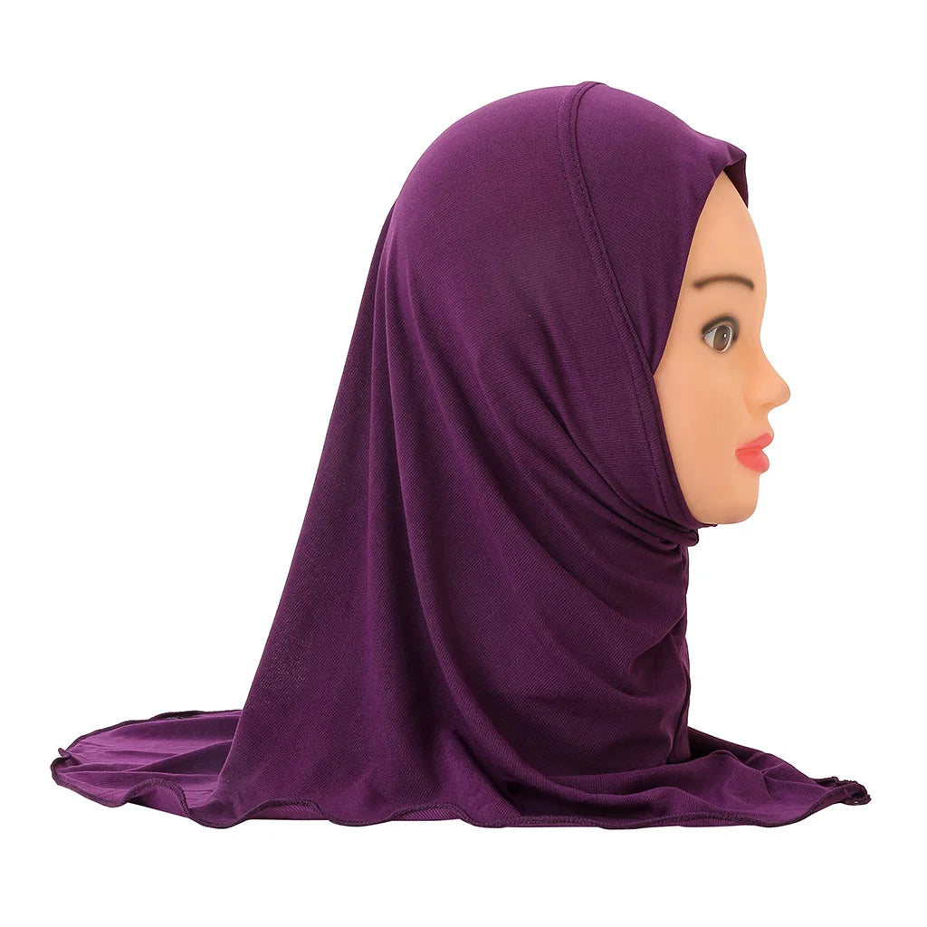 Muslim Girls Kids Hijab Islamic Scarf Shawls No Decoration Soft and Stretch Material for 2 to 7 years old Girls Wholesale 50cm-7