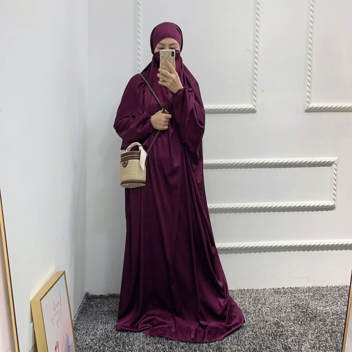 Latest Plus Size Niqab Burqa Design One piece full length Jilbab Arabic Abaya Dubai Turkey Islamic Clothing With Hijab-12