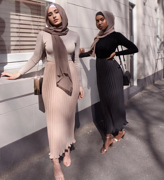 Fashion Ladies Islamic Clothing Solid Colors High Waist Sexy Long Skirt For Muslim Women-0