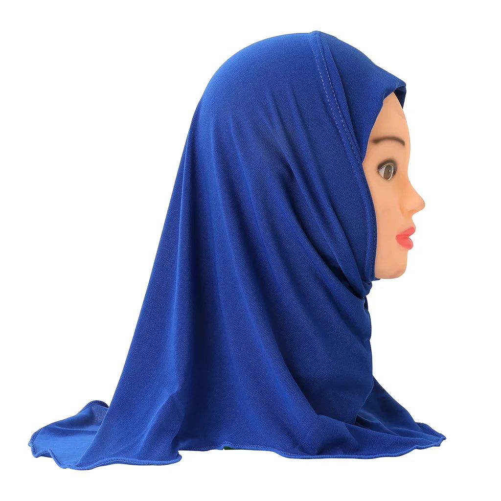 Muslim Girls Kids Hijab Islamic Scarf Shawls No Decoration Soft and Stretch Material for 2 to 7 years old Girls Wholesale 50cm-12