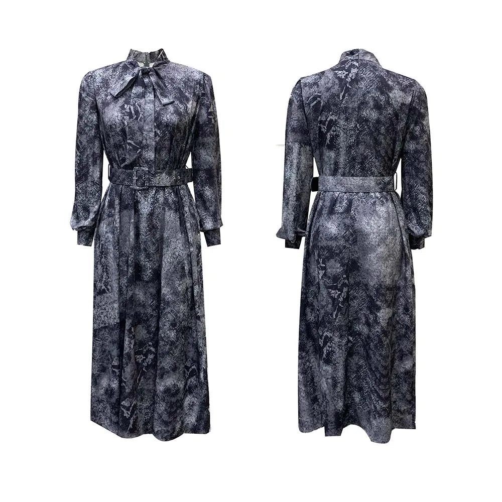 D238 Wholesale Fall ethnic clothing fashion printed africa clothing long sleeve modest evening dress plus size women party dress-7